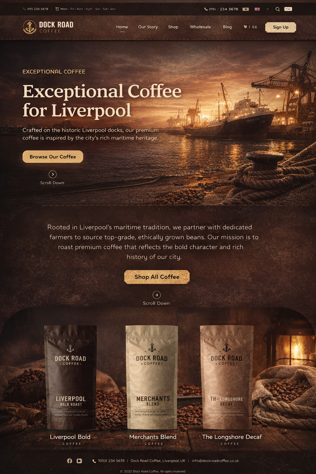 Dock Road Coffee website design